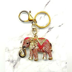 Pink Multi-Color Rhinestone Elephant Purse Charm/Keychain Makes a great gift!